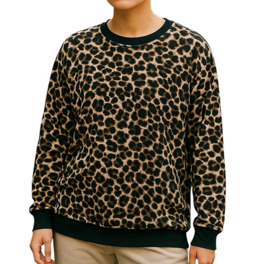 Weekend by Susan Betro Sz L Long Sleeve Leopard Print Lightweight | EUC